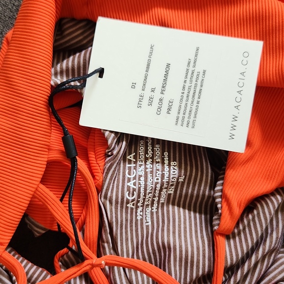 New acacia swimwear red persimmon ribbed kokomo fullpiece one piece swim suit XL - Picture 7 of 11